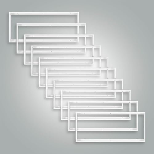 10 x telaio in alluminio bianco per pannello LED, 60 x 30 cm, lampada a raster, lampada da soffitto, L600 x 300 x 43 mm