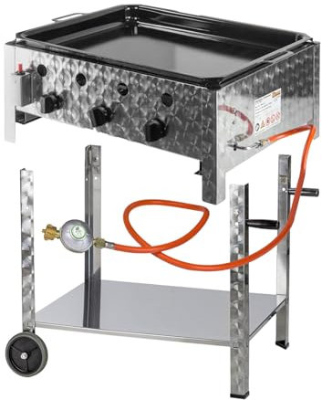 Gastro Edelstahl Gas-Bräter mit Untergestell Grill 3flammig Gastrobräter Stahlpfanne