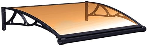 AZHANGYB Auvent VoûTé De Porte 80x130cm, Auvent De FenêTre avec Support Noir, Marquise en Polycarbonate Transparent, Porte RéSistante Toit Abri Protection Contre La Pluie Et UV
