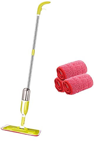 trapeador húmedo y seco Trapeador en aerosol de microfibra, trapeador para limpieza de pisos húmedos y secos con almohadillas lavables, trapeador plano con chorro húmedo para el hogar, baldosas de