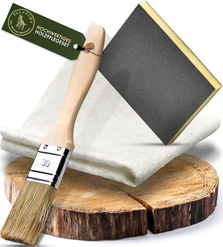 Palatura Kit per la cura del legno, panno olio in cotone, spugna abrasiva K220 e pennello, set professionale per la casa