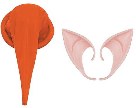 YiZYiF Weihnachten Zwergenmütze mit Elfenohren Set Märchen Wichtelmütze Zipfelmütze Weihnachtsmütze Gummi Feen Spitzohren Mottoparty Karneval Fasching Orange One Size