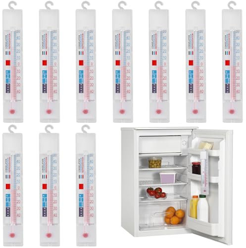 10 Stück Kühlschrankthermometer, Thermometer Kühlschrank mit Haken, Kühlschrank Thermometer innen, -40°C-50°C Thermometer Gefrierschrank, für Gefrierschrank Kühlschrank Kühltruhe Kühltheke (10)
