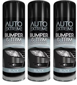 PNJB Bumper and Trim Black Spray Paint, Aerosol, Durable Formula, Quick Drying, Restorer Car Bike Paint, Soften, Indoor & Outdoor, 300ml, (3 Pcs)