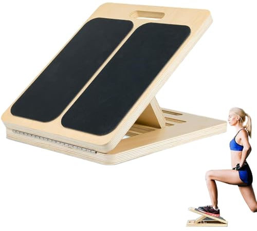 BommFu Professionelles Schrägbrett | Knöchel Stretch Board | Tragbares Wadendehner Aus Ho-lz Verstellbarer Slant Board Mit Tragegriff Wadentrainer Für Kniebeugen Muskeldehnung