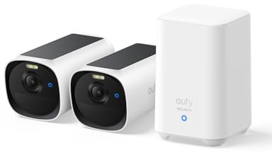 eufy Security eufyCam E40 2-Kamera-Set mit Homebase 2, kabellose 2K Solarkamera für außen, mit integriertem Solarpanel, MaxColor-Nachtsicht, erweiterbarer lokaler Speicher, ohne monatliche ABO-Kosten