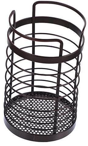 HOLIDYOYO Soporte Metálico Para Utensilios De Cocina y Cubiertos Con Escurridor Portacucharas Escritorio Antiguo Estilo Elegante y Compacto Para Organización Cocina