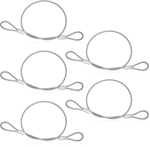 5 Pack Outdoor Travel Security Cable Lock 30 cm Luggage Lock Safety Cable Stainless Steel Safety Cables Security Wire Rope with Double Loop for Padlock Motorcycle Helmet Luggage(2mm Thickness)