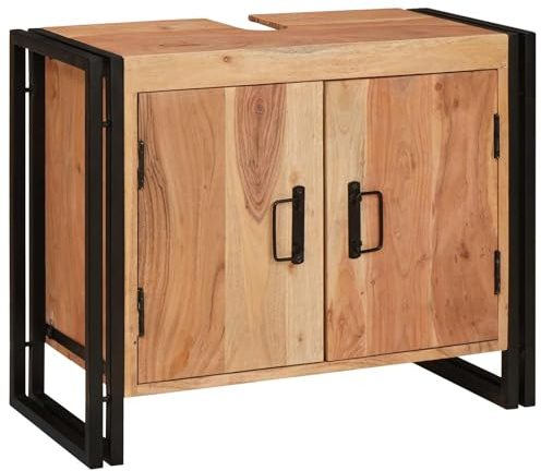 vidaXL Diskbänksskåp med hylla Brun 71 x 33 x 58 cm Massivt Akaciaträ