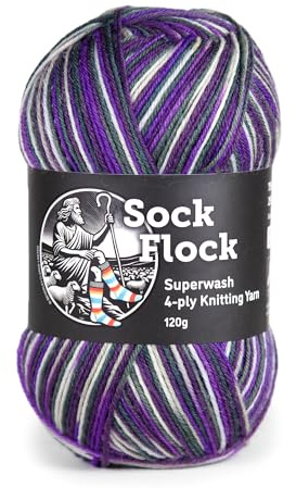 4-Ply Sock Yarn 120g, New Zealand Wool, Superwash – Purple Ivy