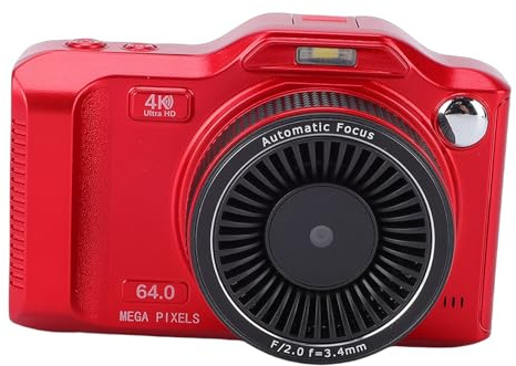 Sxhlseller Cámara Digital 4K 64MP para Fotografía, Cámara WiFi Vlogging con Zoom Digital 18X y Cámaras Duales de Enfoque Automático, Cámaras de Viaje Compactas para Adolescentes (Rojo)