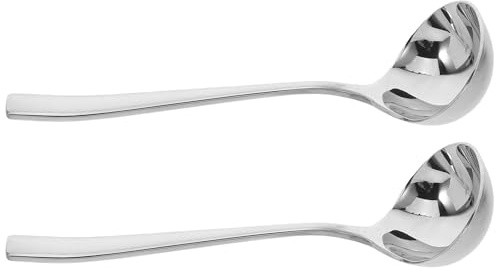 SHINEOFI Cucharones para Servir Salsa 2 Piezas Acero Inoxidable 7.4 Pulgadas Cucharas para Salsa de Cocina Mango Largo Ergonómico Utensilios Reutilizables para Uso Doméstico