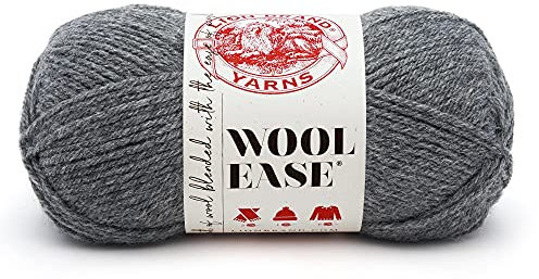 Lion Brand Yarn Wool-Ease, Soft, Worsted Weight Wool Blend Yarn for Knitting, Crochet, and Crafts, Oxford Grey, 1 Pack