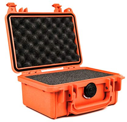 PELI 1120 Hard Protective Case, IP67 Watertight and Dustproof, 5L Capacity, Made in US, With Customisable Foam Insert, Orange