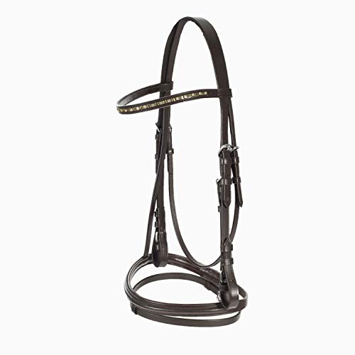 HORZE Weston Padded Leather Snaffle Bridle with Flash Noseband and Web Reins | English Bridle for Horses - Brown - Horse