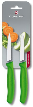 Victorinox Swiss Classic 2 Piece Paring Knife Set Straight Edge Pointed Tip - Green
