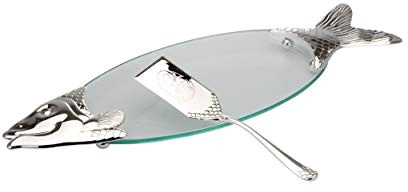 Chapado en plata de pescado salmón placa plato de vidrio plato nuevo + BRILLIBRUM FLYER