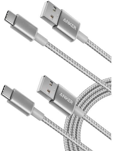 Anker USB C Charger Cable, 2-Pack 3 ft (0.9 m) USB to USB C Cable, USB A to USB C Braided Phone Charger Cable for iPhone 17/16/15, iPad Pro, Samsung Galaxy, MacBook Pro,and More(Silver