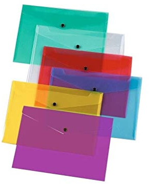 G4GADGET Pack of 5 A4 Plastic Wallets – Durable Popper Document Folders for Paperwork, Office & School Filing – Transparent Waterproof File Organiser