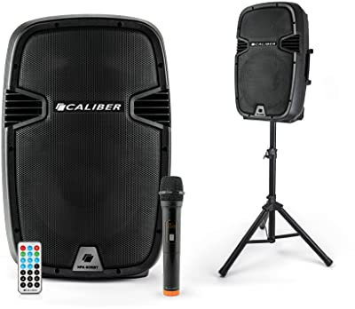 Caliber Bluetooth Party Lautsprecher - Musikbox - Karaoke-Set - Aux, SD-Karte und USB -Eingabe - HPA605BT - 250 Watt - einschließlich Mikrofon - 3 Stunden Akkulaufzeit - Schwarz