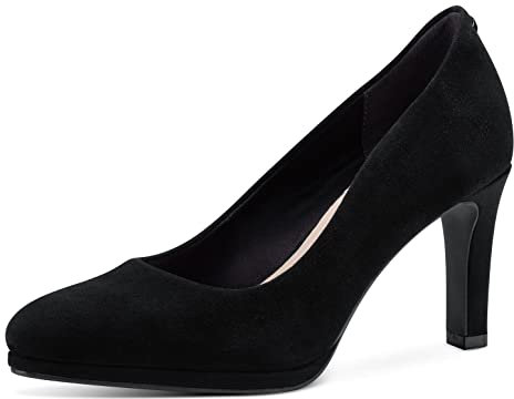 Tamaris Damen Klassische Pumps, Frauen Absatzschuhe,TOUCHit-Fußbett,Ausgehschuhe,Abendschuhe,Court Shoes,stöckelschuhe,Black Suede,40 EU