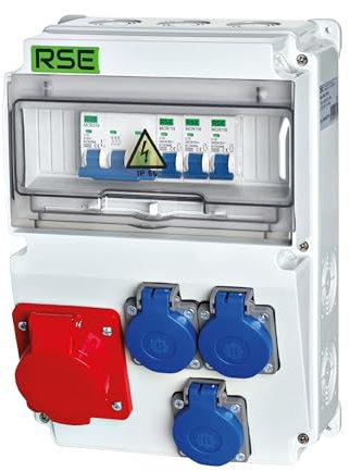 BAUSTROMVERTEILER WANDVERTEILER KOMPLETT VERDRAHTET 32A 16A 230V MIT CEE DOSE ZÄHLER IP65, 2.1x16a 3x230v MIT LS