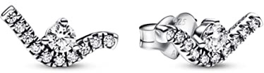 Pandora Funkelnde Welle Ohrstecker aus Sterlingsilber mit Zirkonia in der Farbe Silber, Pandora Timeless Collection, 292544C01