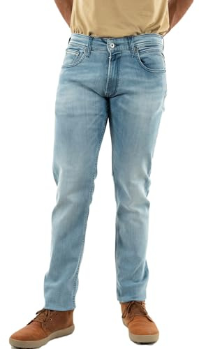 Replay Herren Jeans Grover Straight-Fit mit Comfort Stretch, Bleu clair 010 (Blau), 32W / 32L