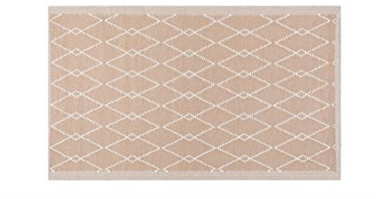 LOLAhome Alfombra jardín Rombos Zante sostenible de Polipropileno Trenzado Beige de 90x150 cm