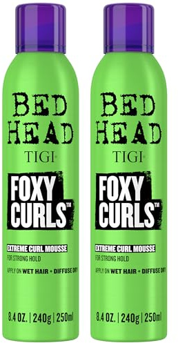 TIGI Bed Head Curl Mousse, Foxy Curls, Extreme Hold 2-Pack – Curl Defining Hair Mousse, Curly Hair Products, Anti-Frizz, Anti-Humidity + Heat Protection, 8.4 Oz Ea