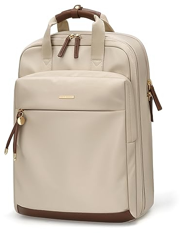 GOLF QUALITY Rucksack Damen 15,6 Zoll, Elegant Schultertasche Groß Casual Daypack Klein Laptop Backapck mit Laptopfach Modern Arbeitsrucksack Für Damen, Aprikose