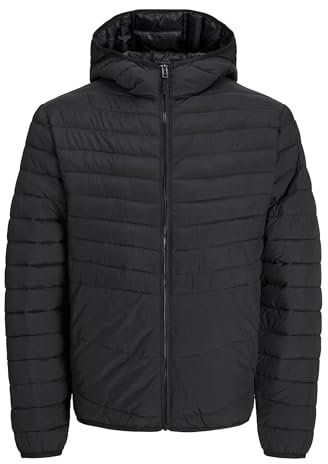 JACK & JONES Men's Jjemulti Quilted Collar Pls Quilted Jacket, black, L