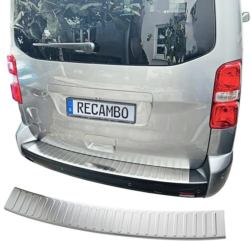 RECAMBO Ladekantenschutz Edelstahl matt gebürstet mit Textur - kompatibel für Peugeot Traveller - BJ ab 2016 - Styling und Schutz für die Stoßstange