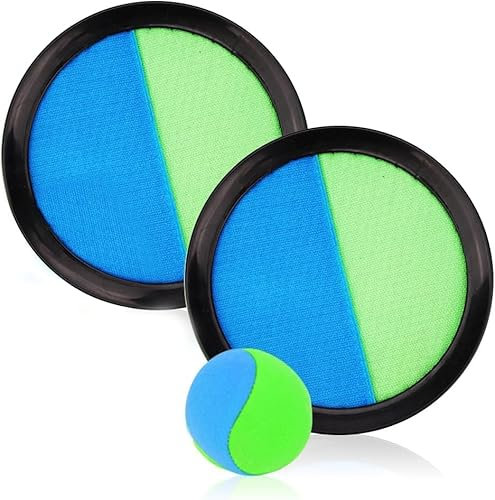 Udbrud Balle Raquette Scratch Jeux, Jeu de Balles Lancer et Attraper pour Enfants avec 2 Pagaies et 1 Balles Jeu Catch Ball et Toss pour Jardin, Extérieur, Piscine, Plage, Cour