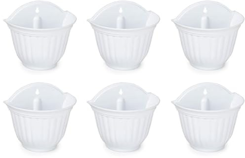 Acan Tradineur - Pack de 6 macetas de plástico para Pared, Tiesto, macetero Colgar, Recipiente para Plantas, Flores, balcón, Porche, hogar, Fabricada en España (Blanco - 26 x 29,5 x 19 cm)