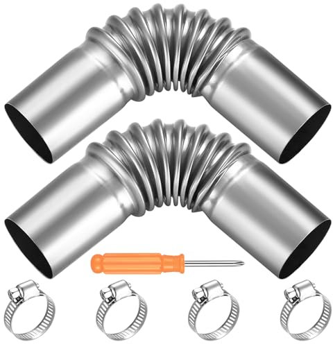 2 Pz 25mm Connettore di Scarico di Uscita, 15.5cm Tubo del Riscaldatore da Parcheggio, Tubo di Scarico in Acciaio Inossidabile, Connettori a Gomito per Tubi Auto, con 4 Fascette Stringitubo