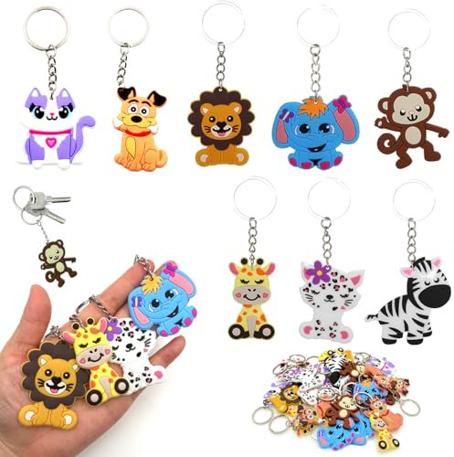 Norhogo 32 x Gommi Portachiavi Animali set Silicone Porta Chiavi, Porta Chiavi Idea Bomboniera, Regali dei Premio, per Regalo Festa Compleanno Bomboniere
