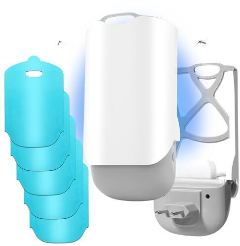 AICase Piège à insectes volants pour intérieur, piège lumineux attraper les mouches des fruits, mouches, moucherons et mouches domestiques, piège à moustiques, mites (1 base à greffer+1 cartouche+5