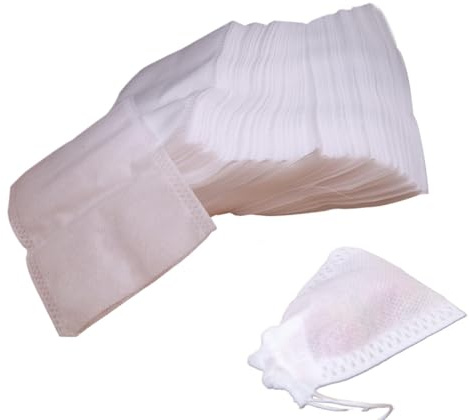 Sacchetti filtro da tè vuoti, sacchetti di tè riutilizzabili, con coulisse, sacchetti per il tè vuoti, sacchetti di tè vuoti, filtro per tè sfuso, infusore per tè freddo, 100 pezzi