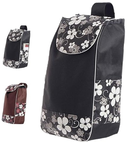 Sac de Courses pour Caddie 40L, Sac de Remplacement Panier Pliante Panier Portable (32x20x56cm), Sac Caddie Multifonctions, Tissu Type Oxford Résistant, Idéal Supermarché, Marché, Rangement