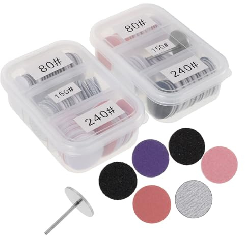 FRCOLOR 2 Set Multigrit Sandpaper Discs for Nail Drill with Grits in Compact Box Professional Foot File Replacement Pads for Dead Skin Removal and Nail Buffing Care