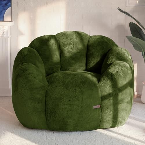MAXYOYO Sillón Puff, Sofá Puf con Forma Floral, Incluye Relleno, Suave Sofá de Suelo de Piel Sintética, Tamaño Gigante, Ideal para Sala de Estar y Dormitorio
