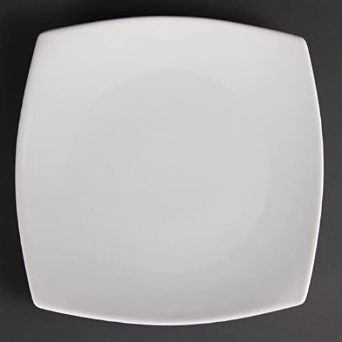 Olympia Whiteware Rounded Square Service Plates 240mm Porcelain 12pc