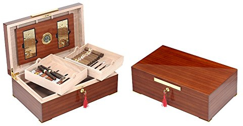 HUMIDOR UMIDIFICATORE 200 SIGARI N SAPELI CON 2 VASSOI LUBINSKI