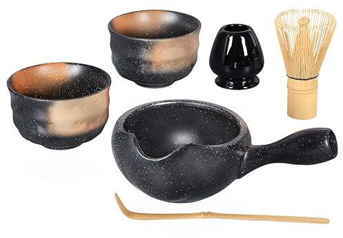 Aricola tea4chill – NEU! Matcha-Set für Zwei. Einmal anschlagen zweimal genießen! 1 Matcha-Anschlagschale und 2 Matcha-Trinkschalen in anthrazit-braun + Zubehör