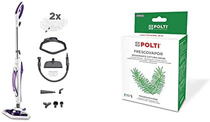 Polti Vaporetto SV440_DOUBLE Escoba a Vapor Doble función con Limpiador portátil, 1500 W, 0.3 litros, Lila/Blanco + Polti Frescovapor Desodorante, 2 frascos de 200 ml, plástico