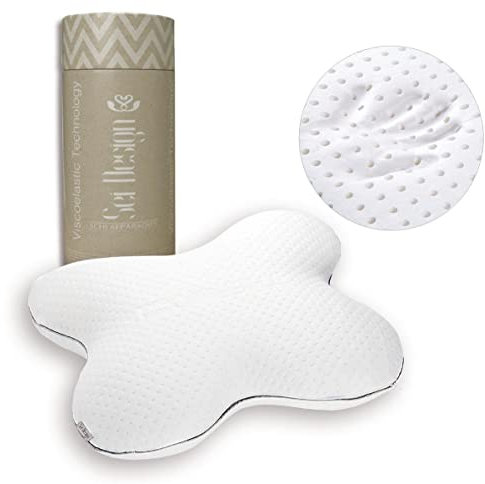 sei Design Seitenschläferkissen VISCO-Kissen Butterfly |orthopädisches Nackenstützkissen | Thermoregulierender Bezug | Viscoelastischer Memory-Schaum | Nackenkissen| Memory Foam 55x47x12 cm