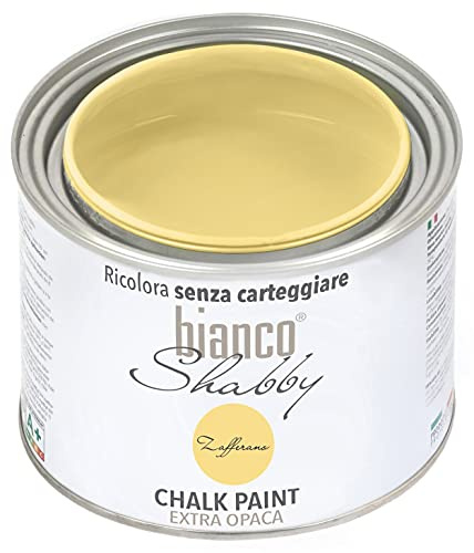 bianco Shabby® Zafferano (Safran) - (500 ml) Chalk Paint Kreidefarbe auf Wasserbasis für alle Oberflächen – geruchsneutral, einfach zu verarbeiten, extra matt