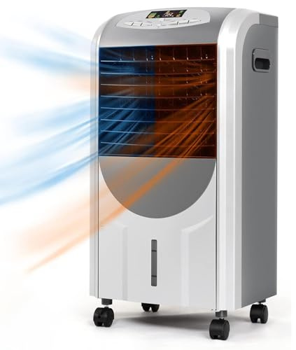 RELAX4LIFE Raffreddatore Evaporativo 5 in 1, Raffreddamento,Riscaldamento e, Umidificatore e Ventilatore, Purificatore d'Aria, LED Display, Timer 8 H e Serbatoio 7 L,75W