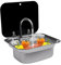 WENNEWU Wohnmobil-Waschbecken Mit Klappbarem Wasserhahn Und Deckel, Komplettset Edelstahl-SpüLbecken, Handwaschbecken, FüR Caravan Van Camper Waschbecken,A,Square
